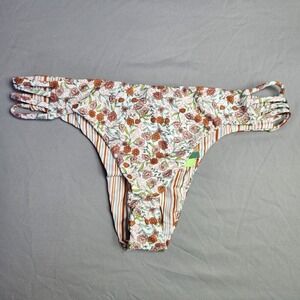 Volcom Swim Flower Trip Cheeky Bikini Bottom Floral Print Strappy Sides Size XXL